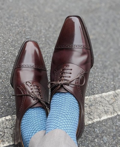 Oxfords Dark Brown Handmade Cap Toe Leather Lace Up Christmas Sale Men's Shoes 