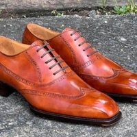 Oxfords Brown Wingtip Lace Up Men's Christmas Limited Edition Sale Shoes - Thumbnail 1
