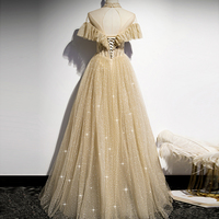 Gold tulle sequins long ball gown dress formal dress - Thumbnail 2