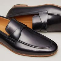 Latest Fresh Arrival Black Loafer Hand Stitch Leather Cheap Price Men's Christmas Shoes - Thumbnail 1