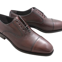 Handmade Burgundy Shoes, Men's Formal Cap Toe Leather Shoes - Thumbnail 1