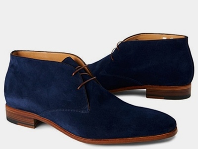 Best Navy Blue Handmade Chukka Rangers Suede Lace Up Boot