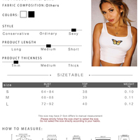 Sexy White Butterfly Embroidery Crop Top Camisole Tank Sleeveless T-shirt Tee Shirt E-Girl Kawaii Korean Japanese Harajuku Retro Streetwear Fashion - Thumbnail 2