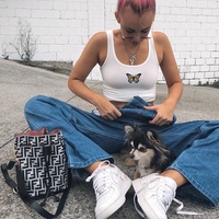 Sexy White Butterfly Embroidery Crop Top Camisole Tank Sleeveless T-shirt Tee Shirt E-Girl Kawaii Korean Japanese Harajuku Retro Streetwear Fashion - Thumbnail 5