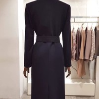 Elegant Double Breasted Winter Woolen Coat - Thumbnail 5