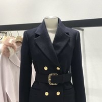 Elegant Double Breasted Winter Woolen Coat - Thumbnail 8