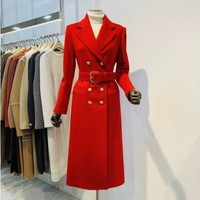 Elegant Double Breasted Winter Woolen Coat - Thumbnail 1