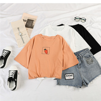 Cute 90s Carrot Print Cartoon vintage Graphic Tee T-shirt Short Sleeve Shirt Top E-Girl Kawaii Korean Japanese Harajuku Retro Streetwear - Thumbnail 3