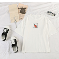 Cute 90s Carrot Print Cartoon vintage Graphic Tee T-shirt Short Sleeve Shirt Top E-Girl Kawaii Korean Japanese Harajuku Retro Streetwear - Thumbnail 8