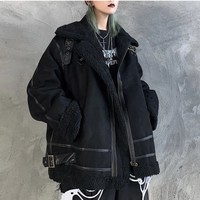 Gothic Punk Warm Oversize Black Coat - Thumbnail 1