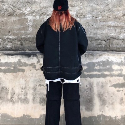 Gothic punk warm oversize black coat