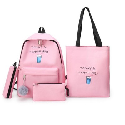 Kawaii canvas backpack school bag set