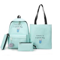 Kawaii Canvas Backpack School Bag Set - Thumbnail 3