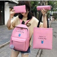 Kawaii Canvas Backpack School Bag Set - Thumbnail 2