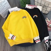 Cute Rainbow Embroidery Fleece Hoodie Sweater Sweatshirt Pullover 90s Oversized Long Sleeve E-Girl Kawaii Korean Japanese Harajuku Retro Streetwear - Thumbnail 2