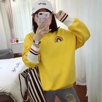 Cute Rainbow Embroidery Fleece Hoodie Sweater Sweatshirt Pullover 90s Oversized Long Sleeve E-Girl Kawaii Korean Japanese Harajuku Retro Streetwear - Thumbnail 6