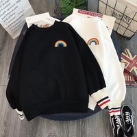 Cute Rainbow Embroidery Fleece Hoodie Sweater Sweatshirt Pullover 90s Oversized Long Sleeve E-Girl Kawaii Korean Japanese Harajuku Retro Streetwear - Thumbnail 5