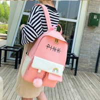 Kawaii Preppy Style Canvas Rainbow Backpack School Bag - Thumbnail 5