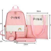 Kawaii Preppy Style Canvas Rainbow Backpack School Bag - Thumbnail 1