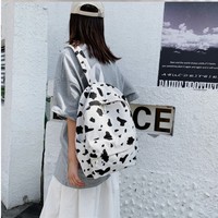 Cow Milk Print Canvas Backpack - Thumbnail 5