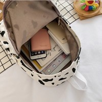 Cow Milk Print Canvas Backpack - Thumbnail 8