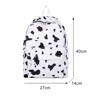 Cow Milk Print Canvas Backpack - Thumbnail 9