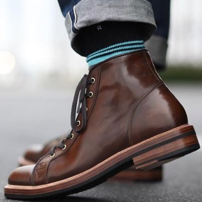 Handmade Brown Leather Desert Wear Formal Lace Up Boot For Adults