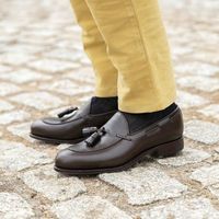 Dark Brown Formal Leather Tassal's Loafers Shoes - Thumbnail 1