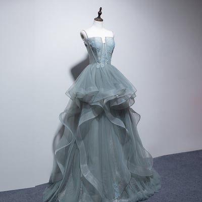 A line tulle lace long ball gown dress formal dress - Thumbnail 2