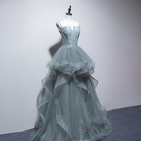 A line tulle lace long ball gown dress formal dress - Thumbnail 6