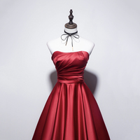 Simple satin long prom dress A line evening dress - Thumbnail 2