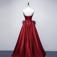 Simple satin long prom dress A line evening dress - Thumbnail 4