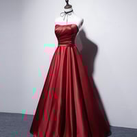 Simple satin long prom dress A line evening dress - Thumbnail 5