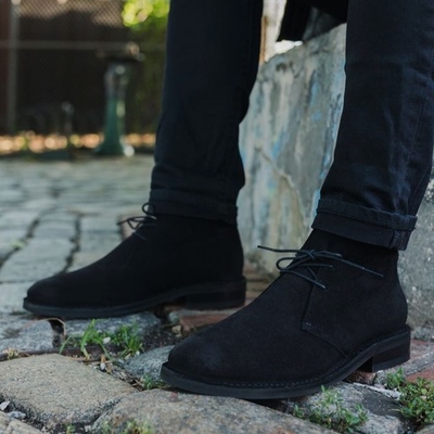 New Handmade Black Chukka Hiking Suede Lace Up Boot