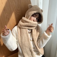 Fleece Warm Cat Ears Hooded Scarf  - Thumbnail 4