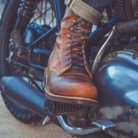 Men Tan Brown Leather Long Boots, Hiking Boots for Men - Thumbnail 4