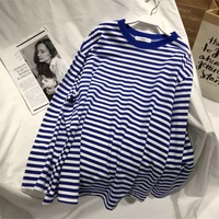 Cute Casual Stripe Round Neck Long Sleeve Tee Shirt T-shirt Top Plus Oversized Baggy E-Girl Kawaii Korean Japanese Harajuku Retro Streetwear - Thumbnail 6