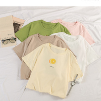 Cute Summer Casual Fruit Print O Neck Short Sleeve Tee Shirt T-shirt Top Loose Oversized E-Girl Kawaii Korean Japanese Harajuku Retro Streetwear - Thumbnail 1