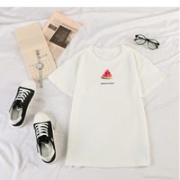 Cute Summer Casual Fruit Print O Neck Short Sleeve Tee Shirt T-shirt Top Loose Oversized E-Girl Kawaii Korean Japanese Harajuku Retro Streetwear - Thumbnail 6