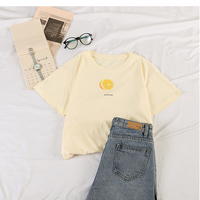 Cute Summer Casual Fruit Print O Neck Short Sleeve Tee Shirt T-shirt Top Loose Oversized E-Girl Kawaii Korean Japanese Harajuku Retro Streetwear - Thumbnail 8