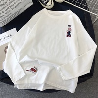  Cute Casual Summer Cartoon Funny Embroidery Loose Oversized Long Sleeve Tee Shirt T-shirt Top E-Girl Kawaii Korean Japanese Harajuku Retro Streetwear - Thumbnail 1