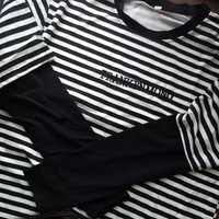 Cute Casual Letter Stripe Patchwork Long Sleeve Tee Shirt T-shirt Top Spring Summer O-neck E-Girl Kawaii Korean Japanese Harajuku Retro Streetwear - Thumbnail 5