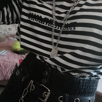 Cute Casual Letter Stripe Patchwork Long Sleeve Tee Shirt T-shirt Top Spring Summer O-neck E-Girl Kawaii Korean Japanese Harajuku Retro Streetwear - Thumbnail 8