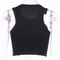 Cute Chinese Takeout Letter Embroidery White Tank Top Cropped Camisole Tee Shirt T-shirt E-Girl Kawaii Korean Japanese Harajuku Retro Streetwear - Thumbnail 9