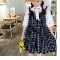 Cute Summer Preppy Loose Casual Plaid Checkered Tank Dress E-Girl Kawaii Korean Japanese Harajuku Retro Streetwear - Thumbnail 4
