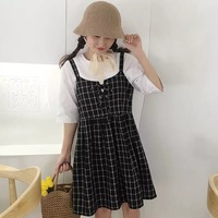 Cute Summer Preppy Loose Casual Plaid Checkered Tank Dress E-Girl Kawaii Korean Japanese Harajuku Retro Streetwear - Thumbnail 6