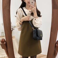 Cute 2pcs Summer Preppy White Ruffle Peterpam Collar Black Vintage V Dress E-Girl Kawaii Korean Japanese Harajuku Retro Streetwear - Thumbnail 8