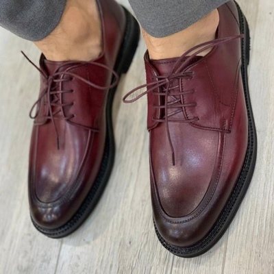 Burgundy black tone new design formal leather shoes