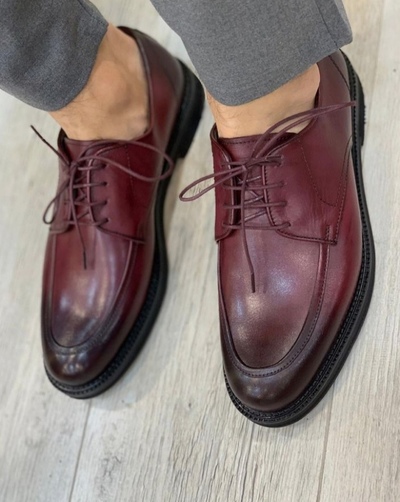 Burgundy black tone new design formal leather shoes