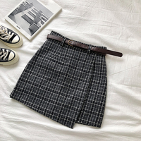Cute Plaid Irregular Sweet High Waisted A-line Mini Skirt Vintage Autumn Casual School Girl E-Girl Kawaii Korean Japanese Harajuku Retro Streetwear - Thumbnail 8